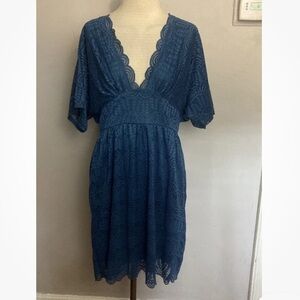 13-7 Francescas Lace Dress Teal Cocktail Fancy XL NWT